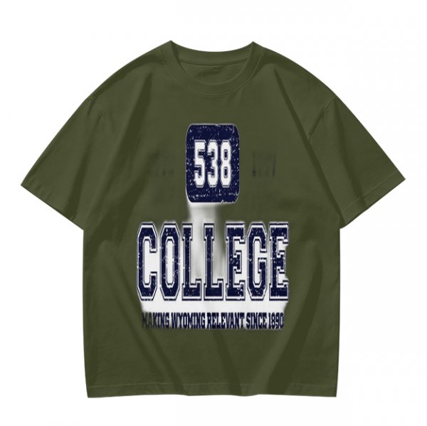 Olive College Graphic T-Shirt with 538 Print Design
