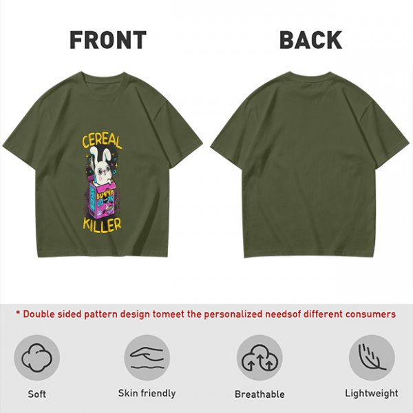 Olive T-Shirt With Cereal Killer Bunny Graphic Print