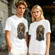 Olive green t-shirt with Pray the Coffee Brew graphic print