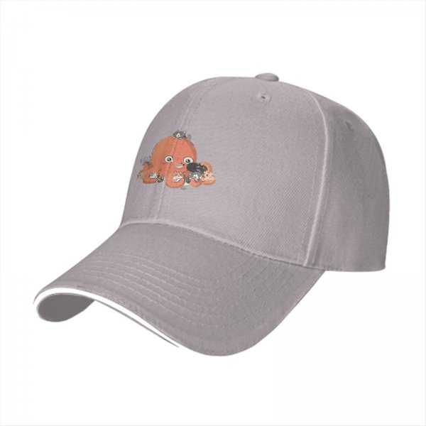 Black Baseball Cap with Cute Octopus and Kittens Graphic
