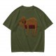Olive Green T-Shirt with Sleeping Sloth Graphic Print