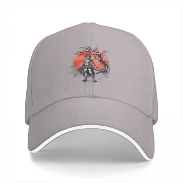 Black Baseball Cap With Anime Warrior And Red Moon Art Print