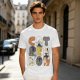 Olive T-Shirt With Cute Cat Letter Graphic Design