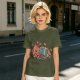 Olive T-shirt with Chibi Wounded Fantasy Creature Graphic
