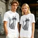 Olive T-Shirt With Cool Gray Cat Wearing Sunglasses Print