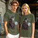 Olive Green T-Shirt With Goblin King Holding Crystal Ball Art
