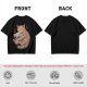 Olive T-Shirt Featuring a Ginger Cat Hugging a Skull