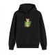 Black hoodie with a chihuahua in a green tea cup graphic