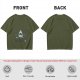 Olive T-shirt with Shark Holding Candy Cane and No Tricks Text