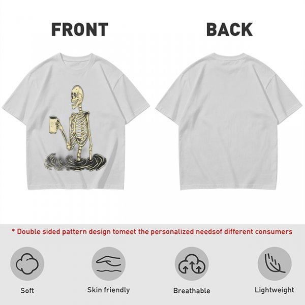Olive Skeleton Holding Coffee Mug In Water Graphic T-Shirt