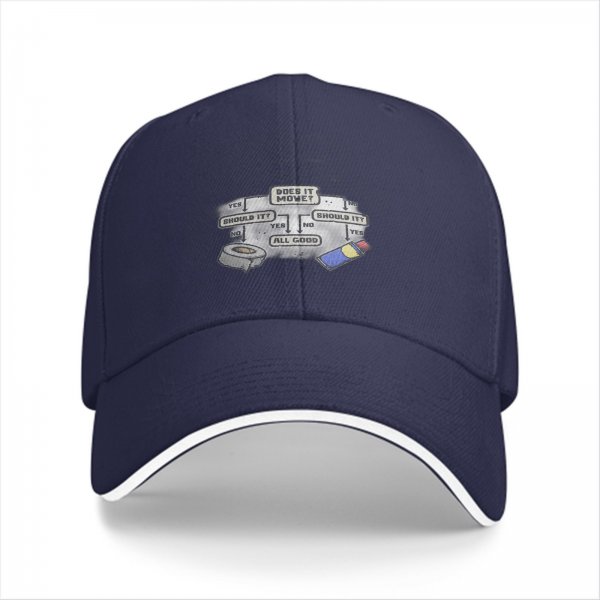 Funny Baseball Cap With Meme Flowchart Design Featuring Tape And Duct Tape