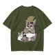 Olive T-Shirt With Cute Totoro And Soot Sprite Anime Print