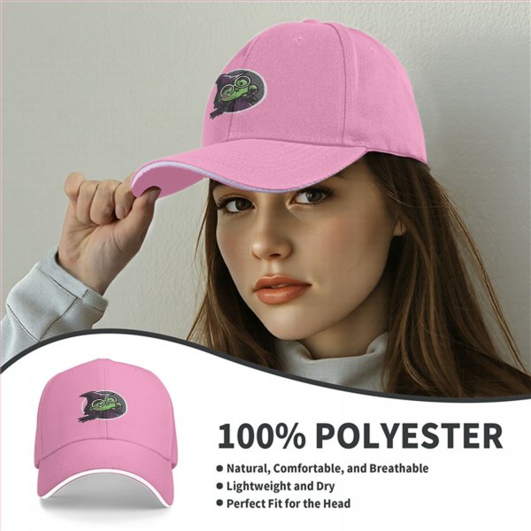 Black Baseball Cap With Cute Witch Frog Graphic Design