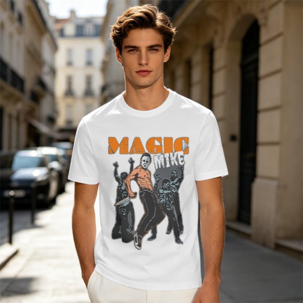 Magic Mike Horror Parody Graphic T-Shirt Design