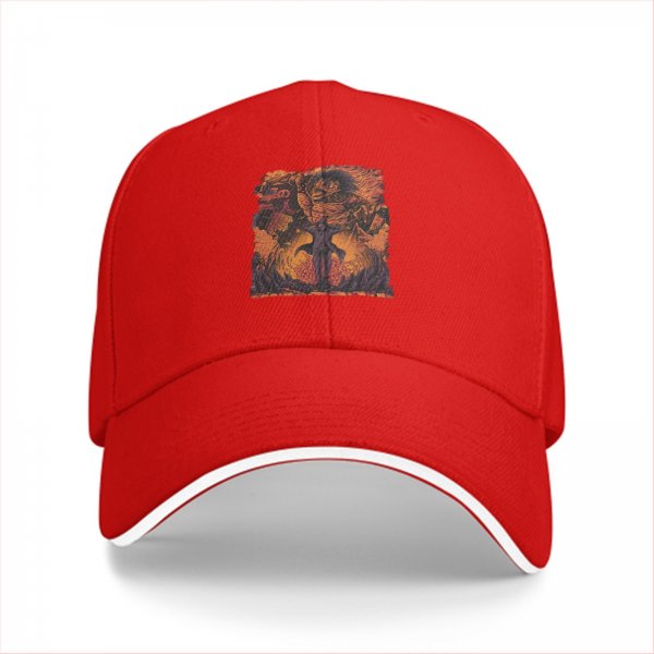 Black Baseball Cap with Fiery Warrior Graphic Print
