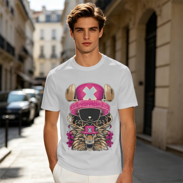 Olive T-Shirt with Tony Tony Chopper Lion Art Print