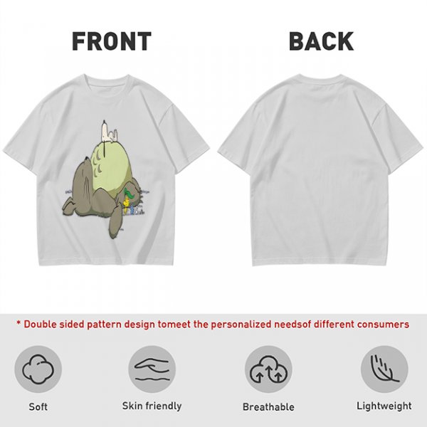 Olive T-shirt with whimsical forest spirit and small animal graphic print