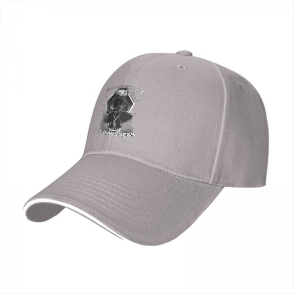 Black baseball cap with spooky pumpkin figure and 'Always Sexy' text
