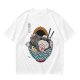 Oversized T-Shirt With Chubby Cat In Ramen Bowl Print