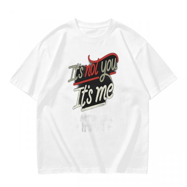 Olive green graphic t-shirt with 'It's not you It's me' print