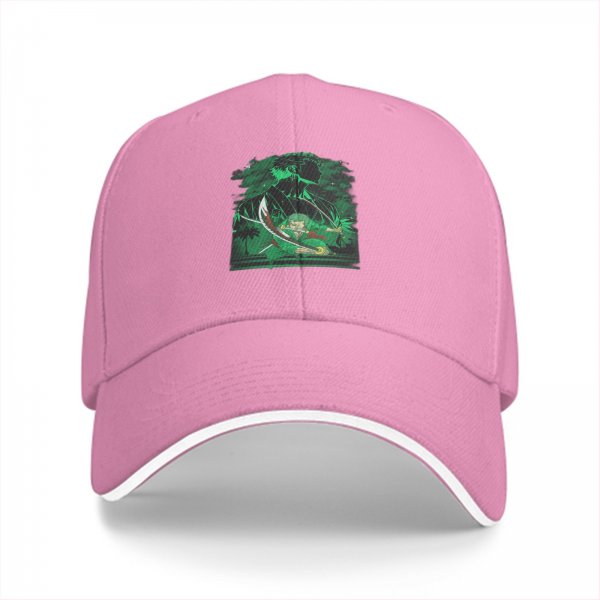 Black Baseball Cap With Anime Swordsman Green Graphic Print
