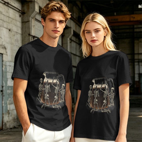 Olive T-Shirt With Skeletons Holding A Beer Pitcher Graphic