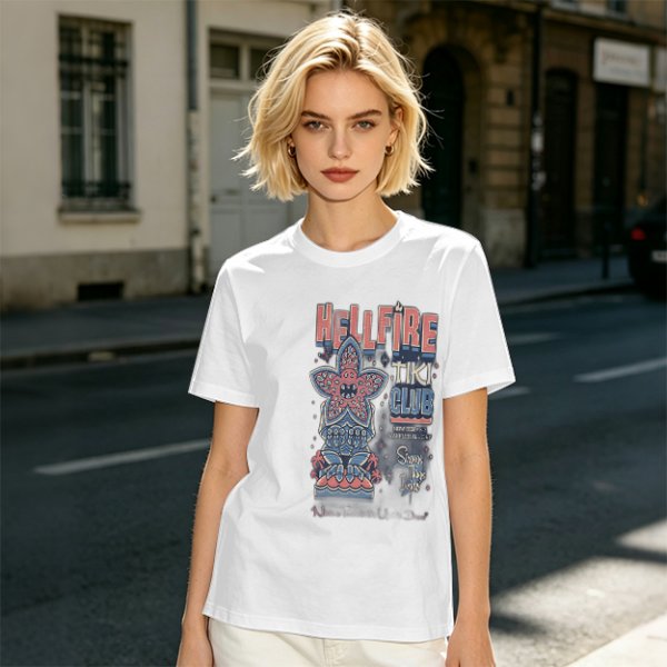 Olive T-Shirt with Hellfire Tiki Club Tiki Totem Graphic Print