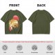 Olive t-shirt with Japanese cat bus and sun graphic