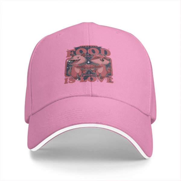 Black Baseball Cap With Food Is Love Raccoon And Opossum Graphic