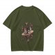 Olive T-Shirt With Saturn Cat And Kittens Space Print