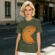 Olive T-Shirt With Pac-Man Style Pumpkin Pie Graphic
