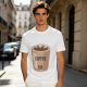 Olive Green T-Shirt With Coffee Cup Graphic Print