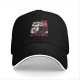 Black baseball cap with a tired raccoon office worker graphic