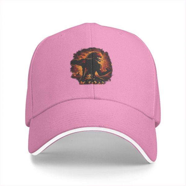 Black Baseball Cap with Fiery Attack Titan Graphic Print
