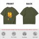 Olive T-Shirt With Sleeping Cosmic Cat And Planets Graphic