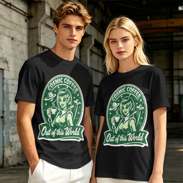 Cosmic Coffee Out of this World Alien T-Shirt