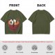 Olive green t-shirt with a panda relaxing in a steaming ramen bowl print