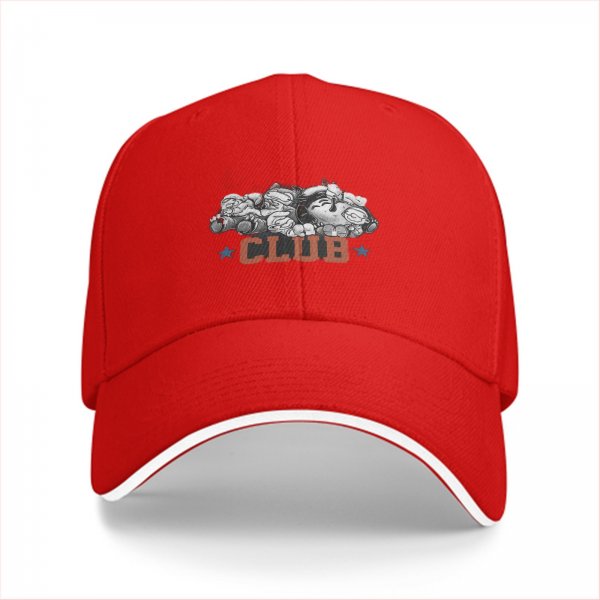 Black Baseball Cap with Cartoon Characters and CLUB Print
