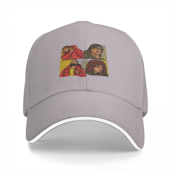 Black Baseball Cap with Four Panel Pop Art Character Print