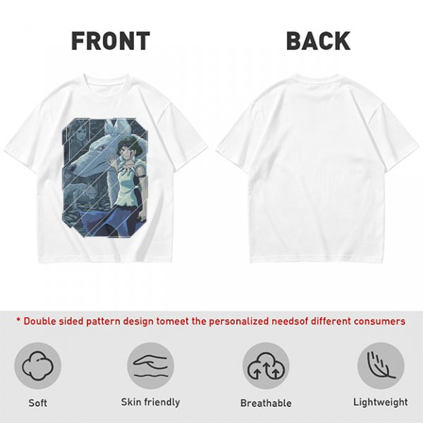 Olive T-Shirt Featuring Princess Mononoke Wolf Artwork