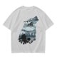 Olive T-Shirt With Howling Wolf Silhouette Winter Fantasy Art Print