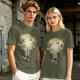 Olive Green T-Shirt With Glowing Tree Reflection Art