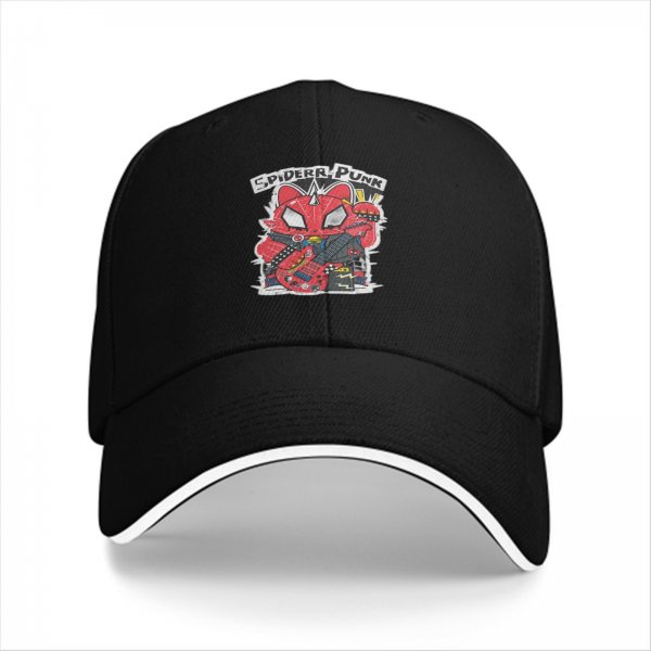 Black baseball cap with Spider-Punk cat graphic design