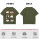Olive green t-shirt with sushi cat illustrations