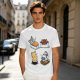 Olive T-shirt with cute cat sushi illustrations