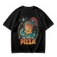 Olive t-shirt with space pizza alien graphic and 'We Came in Pizza' text