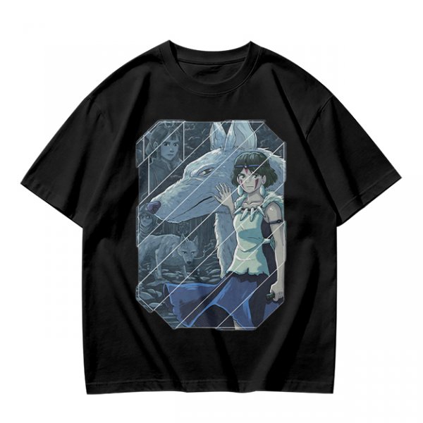 Olive T-Shirt Featuring Princess Mononoke Wolf Artwork