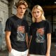 Olive T-Shirt with Japanese Dragon and Sun Graphic Print