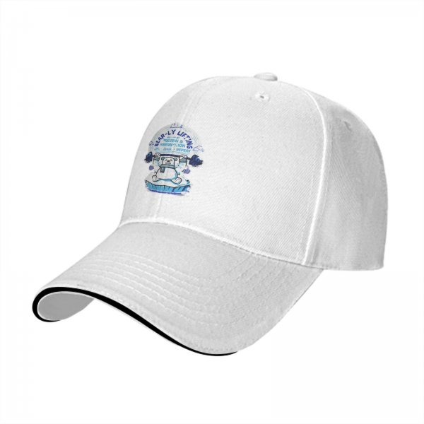 Black baseball cap with polar bear lifting barbell graphic