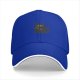 Black baseball cap with a cartoon cat holding a knife graphic